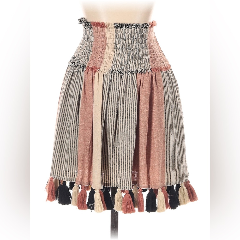 Silk tassel mini skirt with pockets